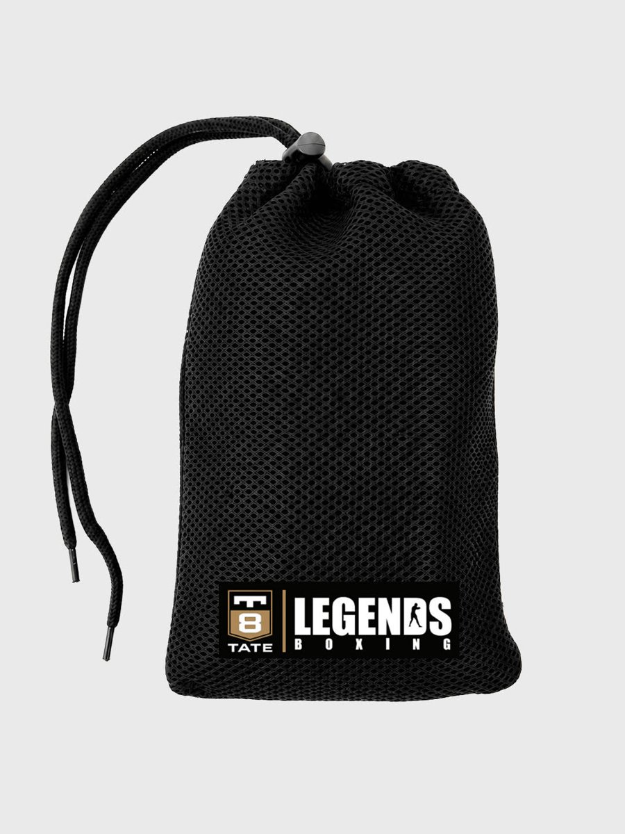 Breathable mesh carry and wash bag with the T8 Tate and Legends Boxing label