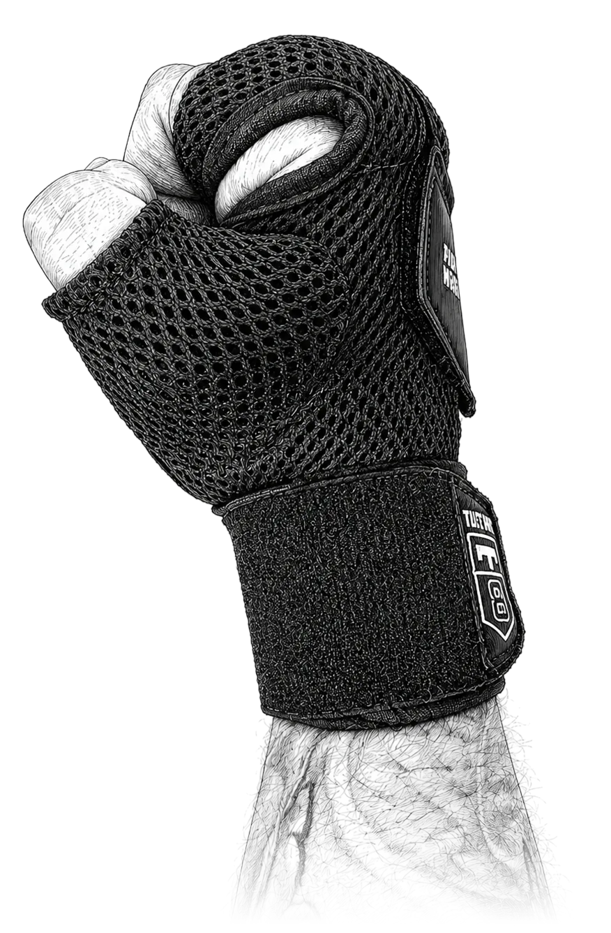 The Tate Wrap on a clenched fist, seen from the side