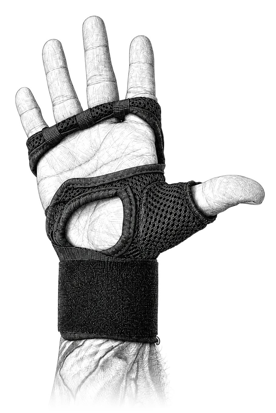 The Tate Wrap from the palm side, showing the open palm design